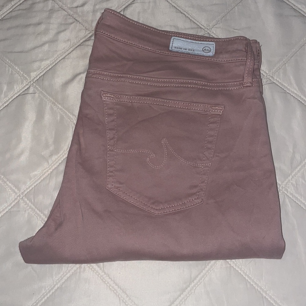 AG poplin pants. Cigarette leg. Size 29. Dusty Rose in colour.